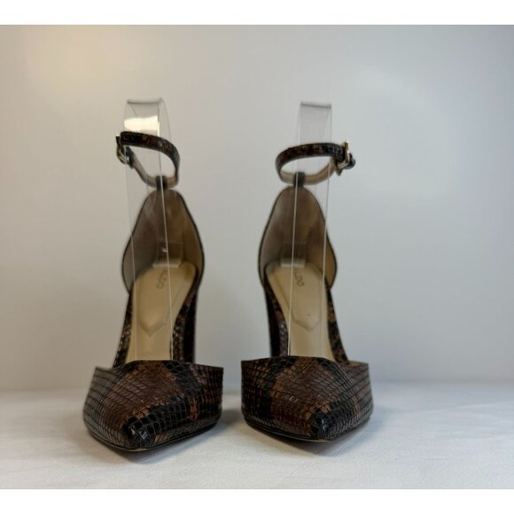 Aldo Nicholes Womens Size 7 Brown Snake Skin Print Block Heel Mary Jane Pumps - Picture 5 of 14